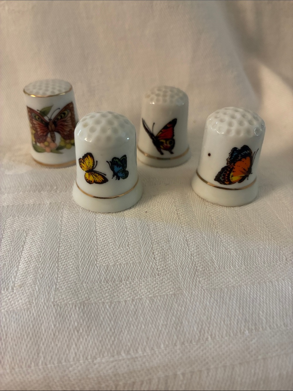 Vintage Butterfly Porcelain Thimble Set of 4 Monarch